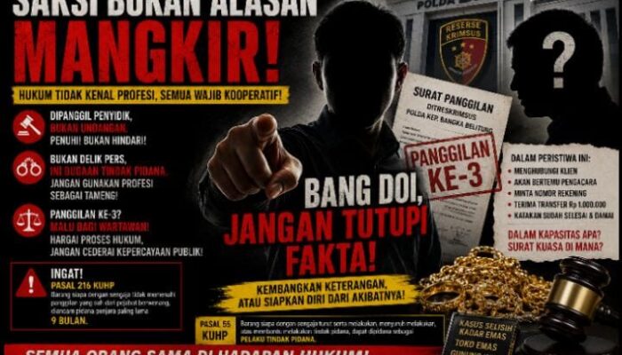 *Kuasa Hukum Neli: Status Saksi Bukan Tameng, Bang Doi Wajib Hormati Panggilan Penyidik*