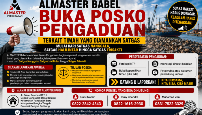 ALMASTER Babel Buka Posko Pengaduan, Tampung Laporan Masyarakat Terkait Timah yang Diamankan Satgas